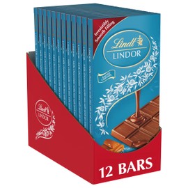 Lindt LINDOR Salted Caramel Milk Chocolate Truffle Bar, Easter Chocolate Candy Bar with Smooth Center, 3.5 oz. (12 Pack)