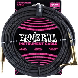 Ernie Ball Ernie Ball Braided Instrument Cable Set Straight/Angle Length 18ft in Black (P06086) - Pack of 2