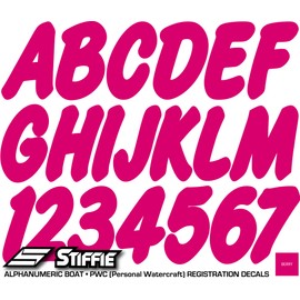 Stiffie Whip-One Berry 3" Alpha-Numeric Registration Identification Numbers Stickers Decals for Boats & Personal Watercraft