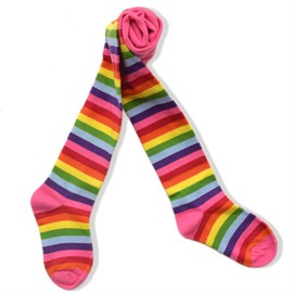 VIKITA Girls tights Cotton Leggings in Spring fall winter rainbow striped socks for Christmas 6T, F5008