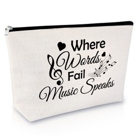 Music Gift for Women Music Makeup Bag Music Lover Gift for Women Friend Girl Cosmetic Bag Appreciation Gift for Music Teacher Student Musicians Birthday Christmas Retirement Gift Travel Cosmetic Pouch