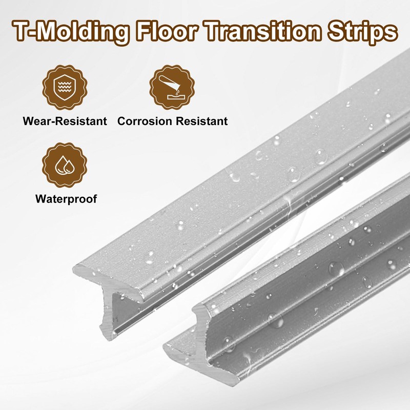 uxcell 2.9ft x 0.24" t Molding Floor Transition Strips, Aluminium