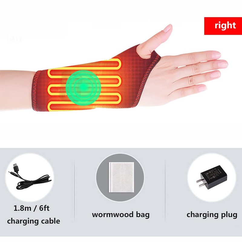 Wrist Heated Brace Wrap - Riloer 3 Adjustable Levels Pain
