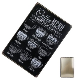 TFSYLISA Coffee Tin Sign, Retro Tin Sign Coffee Menu, Vintage Metal Decorative Sign, Wall Decoration for Home, Bar, Cafe, Kitchen, 20 x 30 cm