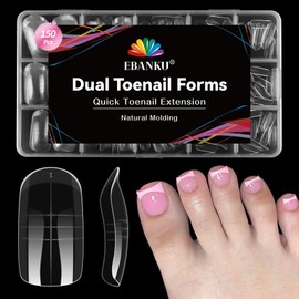 EBANKU Toe Nail Dual Forms, 150 Pieces, 15 Sizes, Reusable Full Cover Molds