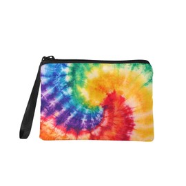 GIFTPUZZ Cute Coin Purse for Women Microfiber Fleece Portable Wristlet Pouch Change Cards Holder Zip Wallet, Tie-dye Style, Once Size