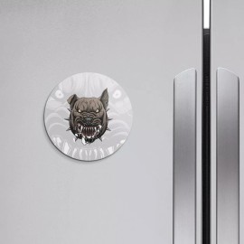 Unbranded Mad Dog Head Mascot Animal | 4'' X 4'' Round Decorative Magnet