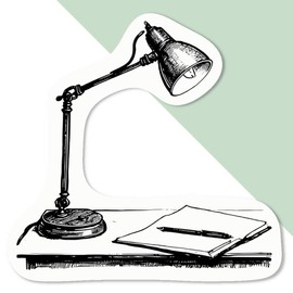 4 x Small 50mm 'Writers Desk Lamp' Permanent Sticker Decals for Cars/Windows/Bins/Walls etc (DW00111596)