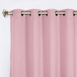 Superior Blackout Curtains, Room Darkening, Bedroom, Drapes, Kitchen, Living Room Window Accents, Sun Blocking, Thermal, 2 Pack, 8 Grommets, Solid Blackout Curtains, Set of 2, 52" x 72", Mauve Chalk