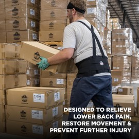 Ergodyne ProFlex 1650 Back Support Belt, 7.5" Elastic, Adjustable, Removeable Straps, Large