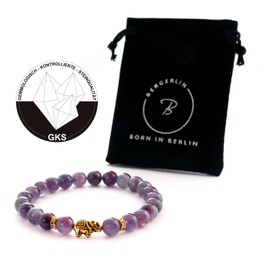 Elephant Bracelet with Natural Stone Beads and Crystal Highlights – BERGERLIN Feel Goods, Unisex, amethyst