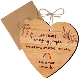 Thank You Gifts For Women, Rainbow, Wooden Heart Plaque with Envelope, Appreciation Gifts, Heart Shaped Wood, Teacher Gifts,Thank You Gift for Teachers, Friends, Family, Coworker, Guidance