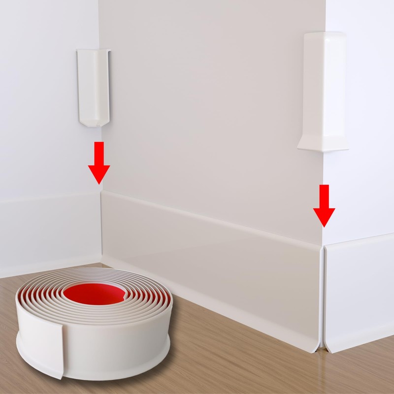 COUKIU Self Adhesive Baseboard Corner Blocks, 4inch(Width)3 Inside + 3