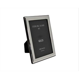 Gelco Italian 925 Sterling Silver & Wooden Back Sleek Picture Frame (5x7)