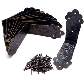 Mcredy Corner Cover Antique Guards Edge Cover 2.2" for Chair,Table,Screen etc.Bronze Iron with Nails Set of 10