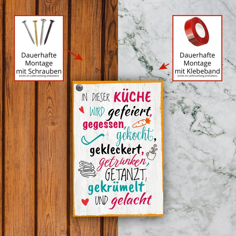 In dieser Küche wird gefeiert - Home Sign with Quote