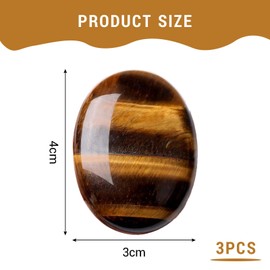 Zonoori 3 Stück Tigerauge Kristall Oval Heilkristalle, Gelb Natürlichen Edelstein für Angst Stressabbau