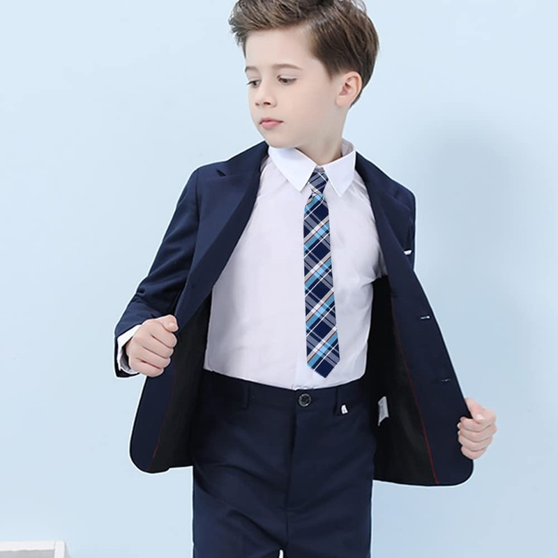 ShiningBeee 5 Pcs Zipper Ties for Boys, Adjustable Zipper Skinny