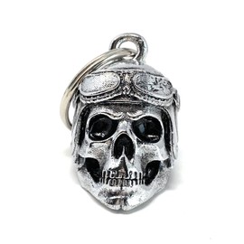 Vintage Helmet Skull Chrome Bell - Biker Ride Bell or Key Chain for Good Luck on the Road - Made in USA