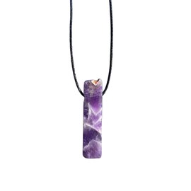 Crystal Stones Necklace - Women Healing Stone, Girls Choker, Men Spiritual Energy, Best Friend Gift, Mens Gifts, Purification Pendants, Cute Gemstone, Crystals Jewelry, Boho Hippie (Amethyst Chevron)