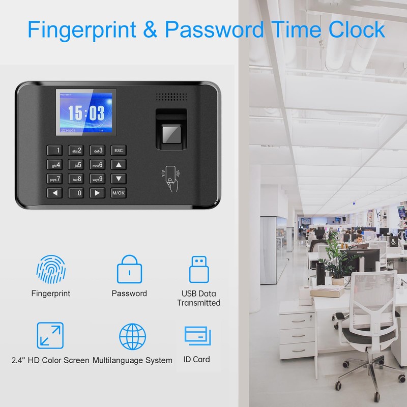 Sunydog Attendance Detection, Intelligent Biometric Fingerprint, Employee Attendance Detection, 2.4"