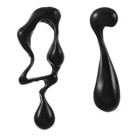 Irregular Waterdrop Earrings,Vintage Exaggerated Melting Liquid Asymmetrical Drop Earrings Gold Statement Earrings for Women (Black)