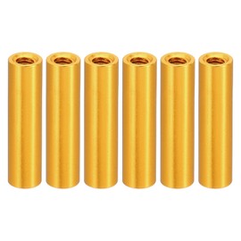 PATIKIL M3 Aluminium Spacer, Pack of 6 Metal Standoffs Sleeve Nut 3 mm ID x 5 mm OD x 22 mm L Thread Spacer Screw Spacer Round for RC Car Drones Motherboard, Golden