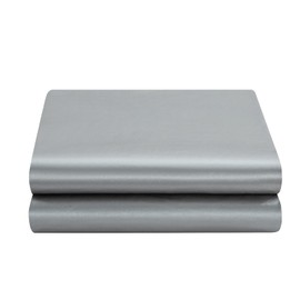 Satin Flat Sheet Only, Full Flat Sheet, 1 - Piece Silver Gray Top Sheet, Extra Soft Silk Flat Bed Sheets Sold Separately Full - Silver Gray
