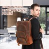 Fshsup Full Grain Leather Backpack 15.6" Laptop Bag Men's Vintage