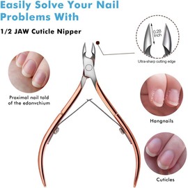 YBVABE Cuticle Trimmer with Cuticle Pusher and Cutter-Cuticle Clippers Nipper and Base - Dead Skin Remover Professional Stainless Steel Durable Pedicure Manicure Tools for Fingernails and Toenails