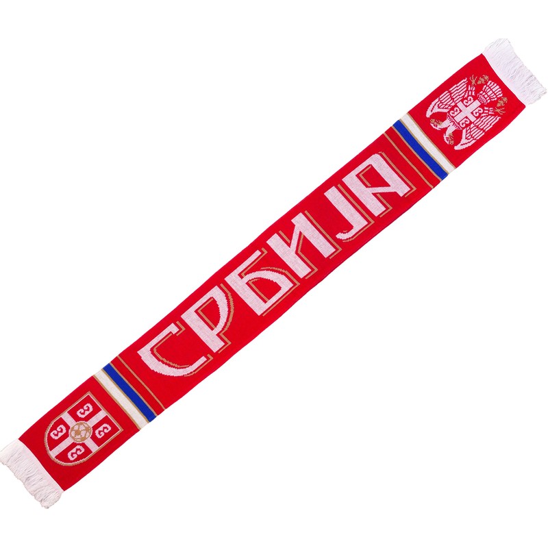 Serbia Soccer Knit Scarf, Red White Blue Gold, One Size