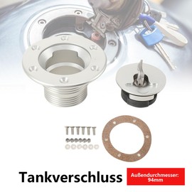 CDZHLTG Motorcycle Fuel Cap Motorcycle Aluminium Fuel Tank Cap 6 Holes Fuel Cap with Lock 94 mm