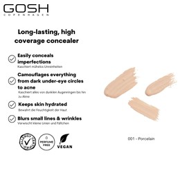 GOSH Concealer High Coverage, High Coverage, Liquid Concealer for Covering Dark Circles, Redness & Impurities for Sensitive Skin, Long-Lasting & Vegan, Pimple Concealer Pen