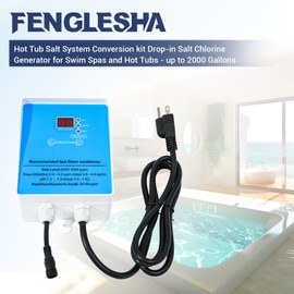 Fenglesha Hot Tub Salt System Conversion kit Drop-in Salt Chlorine Generator for Swim Spas and Hot Tubs - up to 2000 Gallons
