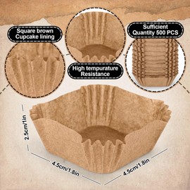 Whaline 500Pcs Mini Square Cupcake Liners Brown Disposable Craft Baking Cups Fall Color Brown Cupcake Wrappers for Fall Autumn Baby Shower Wedding Bridal Showers Birthday Party Decorations