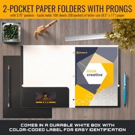Better Office Products Brown Paper 2 Pocket Folders with Prongs, Matte Texture, Letter Size Paper Folders, 50 Pack, with 3 Metal Prong Fastener Clips, Brown