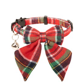 Gyapet Christmas Cat Collar with Bow Tie Flower Sailor Bowtie Breakaway Safety Detachable Plaid Kitten Cats Pet Cute B Sailor Bow-Red