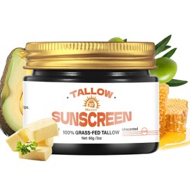 Beef Tallow Sunscreen SPF 30 - Beef Tallow for Skin - 100% Organic Grass-Fed Beef Tallow Sunscreen for Face & Body - SPF 30 Face Moisturiser, Hydrating, Unscented, Sweat & Water Resistant