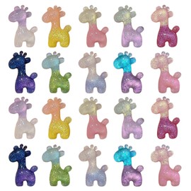 RUIXIAOXI 20pcs Luminous Cartoon Deer Resin Stickers + 100pcs Acrylic Self Adhesive,3D Glow-in-the-dark Glittering Fawn Decoration Flatback Charms for DIY Scrapbook Laptop Water Bottles,1.6x1.0 inches