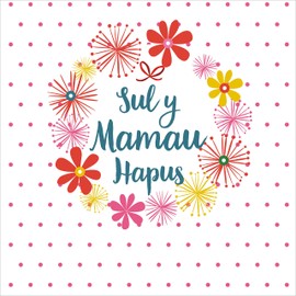 Pom Pom "Dots & Flowers" Welsh Mother's Day Greeting Card