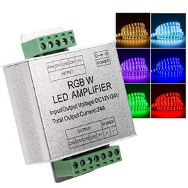 GOTOTOP LED Amplifier RGB Signal 4 Channel Output Circuit Aluminium Shell LED Strip Controller (3.2 × 2.6 × 1.0 Inch)