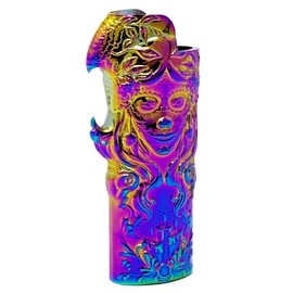 Metal Lighter Case Fits BIC Full Standard Size Lighter J6 in Rainbow Color, Design in Rose and Beauty