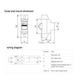 KWh Meter, Digital 1-Phase 2-Wire 2P DIN Rail 220V Electricity Meter Electronic KWh Meter (20 (80) A) XTM35S