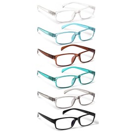 JOSCHOO Computer Reading Glasses for Women and Men 6 Pack Blue Light Blocking Spring Hinge Readers (Mix Color-3, 1.00)Medium)