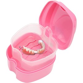 Denture Case Orthodontic Dental Retainer Box False Teeth Storage Container Dentures Container with Filter for Home & Travel
