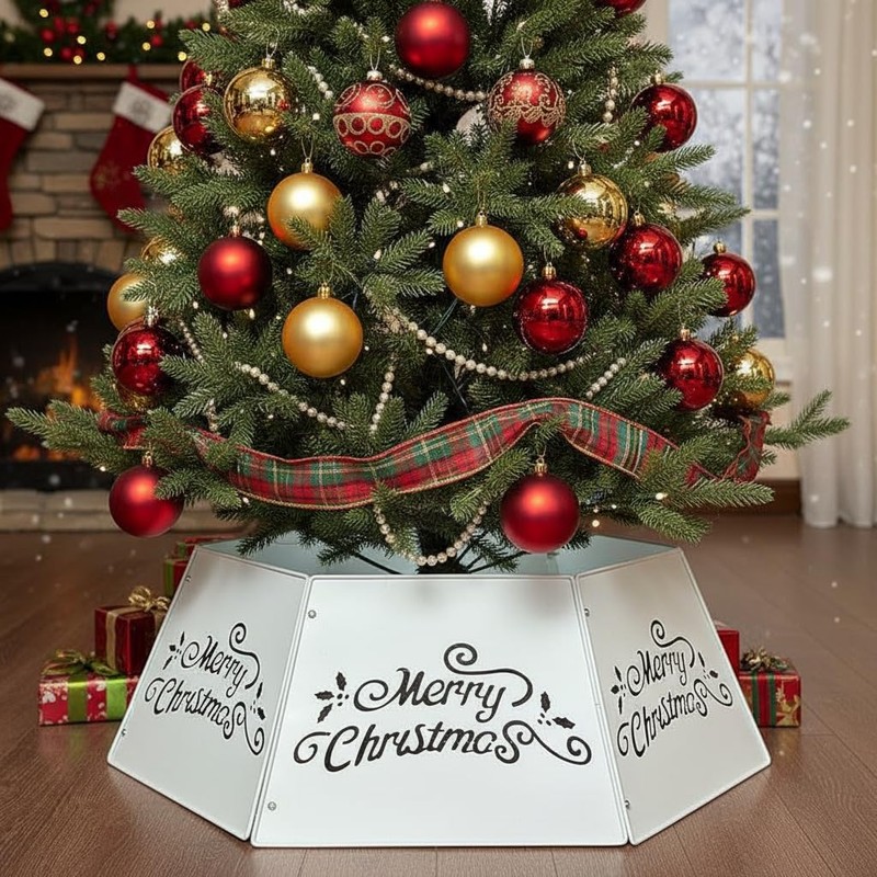 28" Christmas Tree Collar for Pencil Tree, Metal Tree Collar