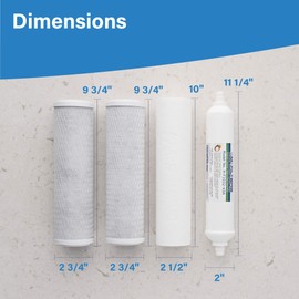 APPLIED MEMBRANES Reverse Osmosis Filter Replacement Set, 50 GPD Pre and Post, Complete RO Filter Set, For 5-Stage Reverse Osmosis, Undersink Water Filtration Systems, Set of 4