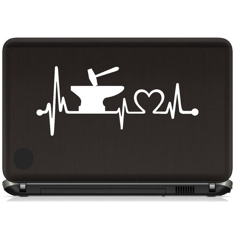 K1148 Blacksmith Anvil and Hammer Heartbeat Lifeline Monitor Decal Sticker