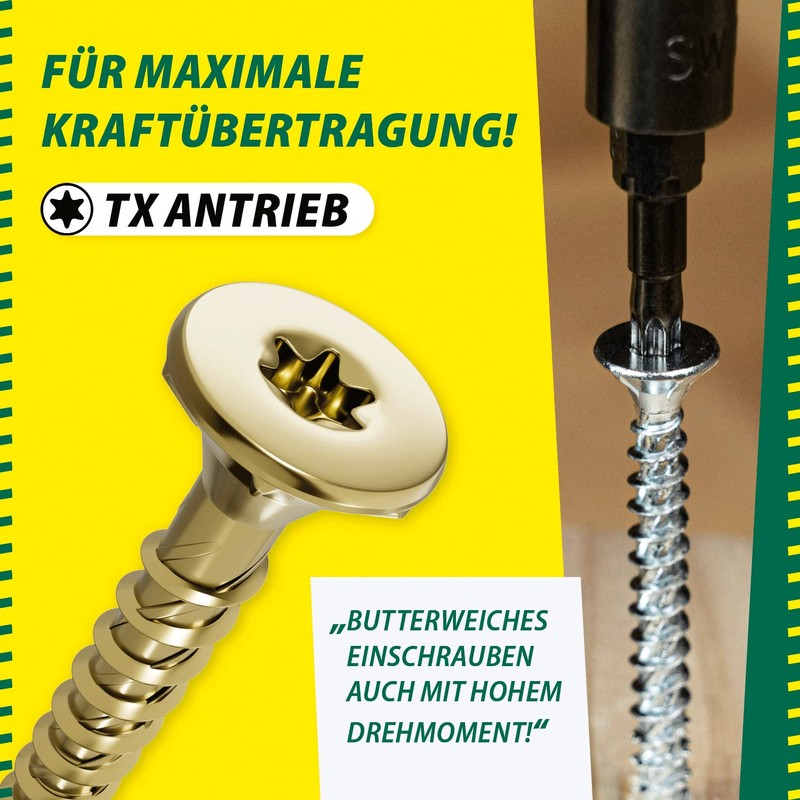 Jet-Fast Original Universal screws, Duo-countersunk head, self-drill bit, gold, 11404x40n