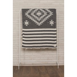 Bersuse 100% Cotton Carmen Dual Layer Turkish Towel - 37x70 Inches, Black